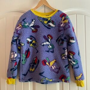 Disney‎ Parks Fleece Womens Sz Sm Pluto Dog Sherpa Long Sleeve Pullover Sweater